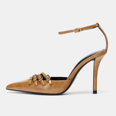 Luxury Metal Buckle Strap Ankle Strap High Heel