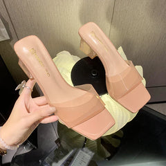 Crystal Clear Transparent Slippers Female Shoes