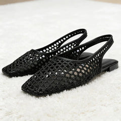Mesh Weave Cutout Flat Sandals Light Comfortable Slingback Flats Shoe Designer Luxury Beach Sandals Breathable