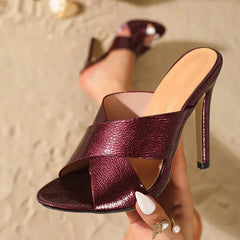Square Toe Slippers Street Style Thin High Heel