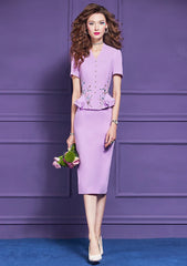 Elegant Chic Short Sleeve Ruffles Patchwork Beading Party Knee Length Dress