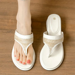 Design Weave Round Clip Toe Wedges Low Heel
