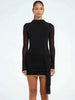 Elegant Patchwork Turtleneck Bandage Ruched Long Sleeve Mini Dress