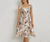 Elegant Sleeveless Halter Strappy Printed Cocktail Party Mini Dress