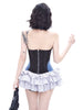 Trendy O-Neck High Waist Patchwork Zipper Spliced Lace Up Slimming Mini Dress