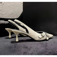 Luxury Brand Designer Sandals Pointed Toe Buckle Strap Metal High Heel