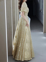 Evening Dress A-Line Half Sleeves Lace-up Party Dresses