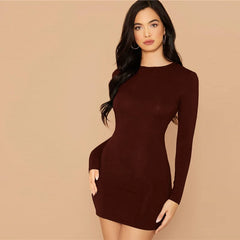 Solid Contrast Lace Backless Bodycon Dress