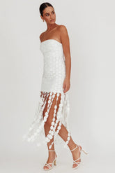 Elio Circle Trim Strapless Mini Dress White