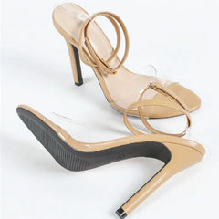 Transparent PVC Pointed Toe Open Toe Sandals Ankle Strap thin Heel