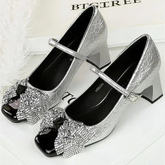 Luxury Shiny Bow Decorate Mary Jane Shoes