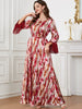 Vintage Three Quarter Fringe Contrast With Bel Slim Ankle-Length Maxi Dress