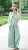 Elegant Stand Collar Splicing Embroidered Loose Cotton and Linen Top