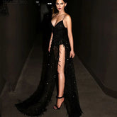 Maxi Long Dress V Neck Backless Evening Split Party Dress