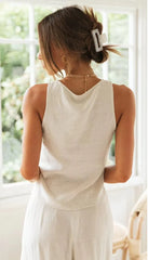 Set Suit Two-piece Short-sleeved Blouse with Wide-leg Slit Trousers