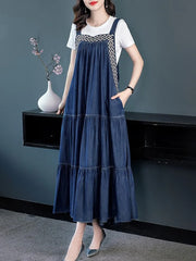 Long Mid-Calf Denim Dress