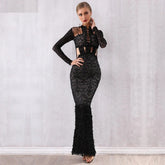 Lace Hollow Out Mermaid Celebrity Evening Party Dresses