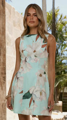 Rafiki Mini Dress - Aqua/White Floral