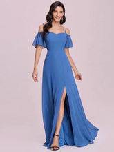 Prom A-Line Sleeveless Split Front Chiffon Evening Dress