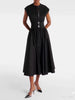 Elegant Solid Spliced Lace Up Slimming O-Neck Sleeveless High Waist Midi Dress
