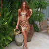 Casual Sequins Sling Sleeveless Backless Crop Top High Waist Hip Mini Skirts