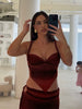 Elegant Strapless Hot Low Neck Irregular Shape Camis+Bandage Cut Out Maxi Dress