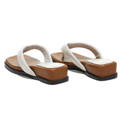 Chunky Wedge Sandals Luxury Leather Flats for Comfortable Flip-Flops Elegant Beach Sandals Slippers