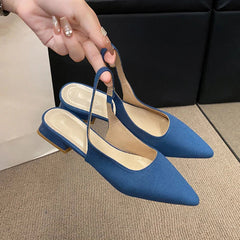 Pointed Retro Solid Color High Heel