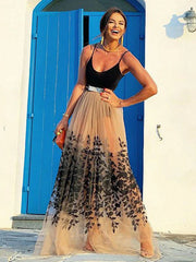 Casual V-Neck Sleeveless Polyester Floor Length Semi Formal Party Dresses