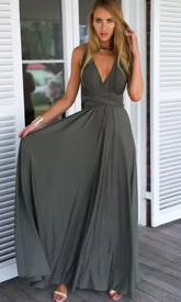 Elegant Sleeveless Strapped Party Birthday Vestidos Maxi Dress