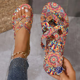 Women's Casual Round-Toe Bohemian Floral Print Sandals
