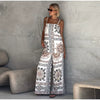 Vintage Print Strap Vest Pants Sleeveless Backless Tube Top Two Piece Set