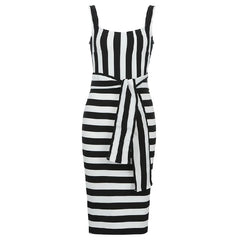 Spaghetti Striped Bandage Mini Dress