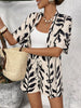 Casual Geometric Loose Blouse And Shorts Short 2 Piece Set