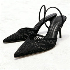 Luxury Hollow Woven Design High Heel