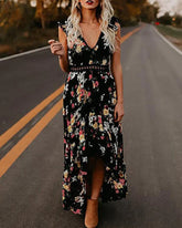 Open Back V-Neckline Maxi Dress