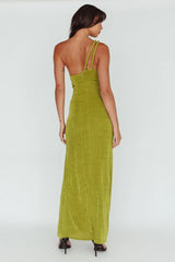 Kiah Twist Accent Thigh Split Midi Dress Moss