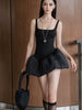 Elegant Puffy Patchwork Backless Sleeveless Midnight Clubwear Party Mini Bodycon Dress