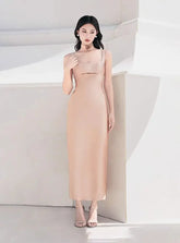 Hollow Out Elegant Strap Dress Niche Design High Waist Sleeveless Split Dresses