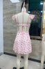 Casual Sleeveless V Neck A-LINE Backless Tie-up Floral Print Mini Dress