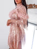 Elegant Luxury Empire Sequin Tassel Bodycon Mini Dress