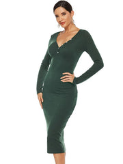 Bodycon Long Sleeves Casual Pencil Dress Midi Dress