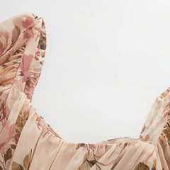 Chic Floral Print Chiffon Mini Dress