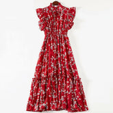Designer Flower Print Elastic Waist Maxi Dresses