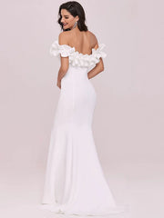 Evening Mermaid Sleeveless Ruffles Satin Fabric Dresses