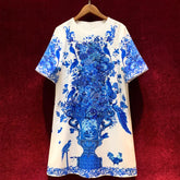 Runway luxury Beaded Vintage Loose Mini Dress