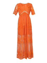 Embroidery Lace long Tunic Beach Maxi Dress