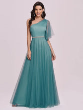 Prom Polyester One-Shoulder A-Line Maxi Party Dresses