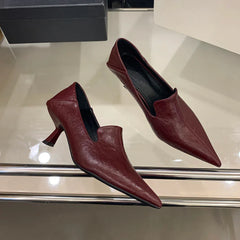 Spring Design Black Red Print Pumps Pointed Toe Pumps Thin Low Heel