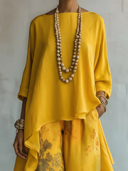 Women's Elegant Artistic Floral Print Two-Piece Set